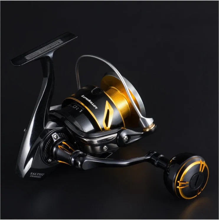 New high-speed all-metal sea fishing spinning reel with silver black colourway and wire cup option
