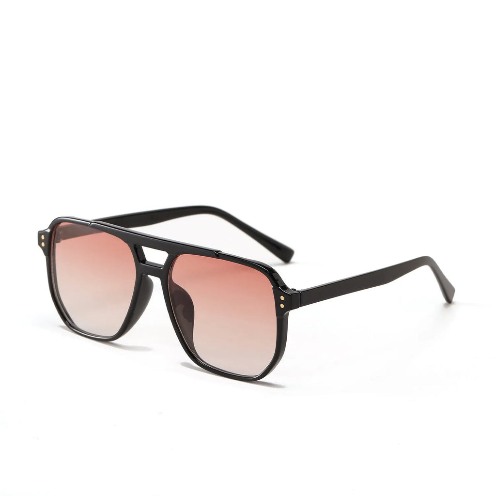 Women's square double beam fashion sunglasses in a choice of six colours with UV400 protection.