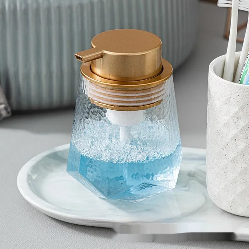 ABS plastic foam pump for facial cleanser in various metallic and matte colours.