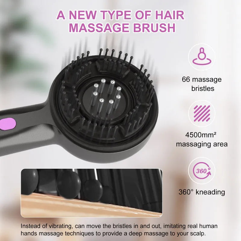 USB electric head massager comb with 2-gear vibration control in black gray and red colors