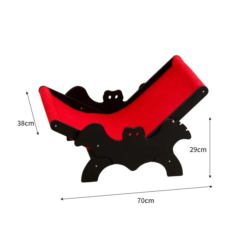 MW-054 wooden frame cat recliner bed in black or red Halloween colours