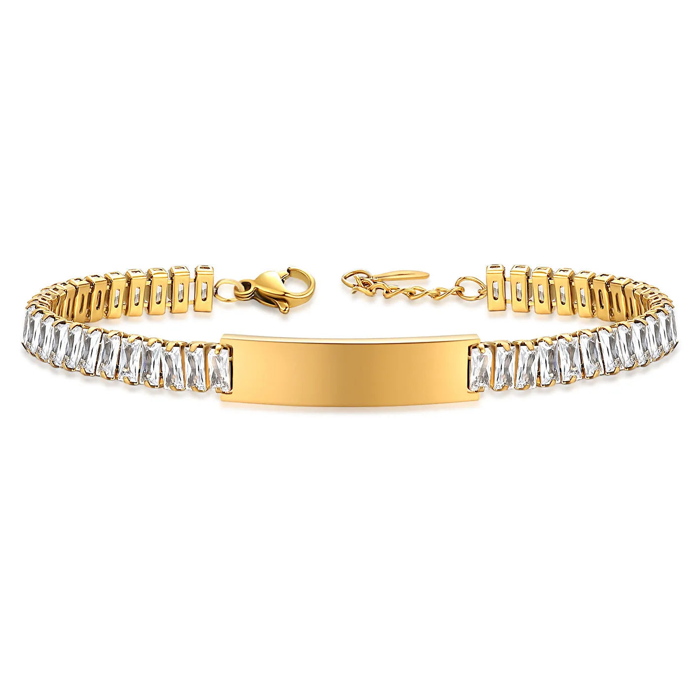 Titanium steel zircon bracelet for women, electroplated simple style, available in three colours