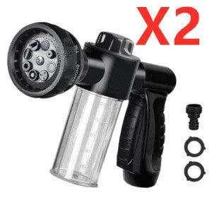 Green high-pressure foam spray gun with adjustable nozzle for car washing and household cleaning tasks