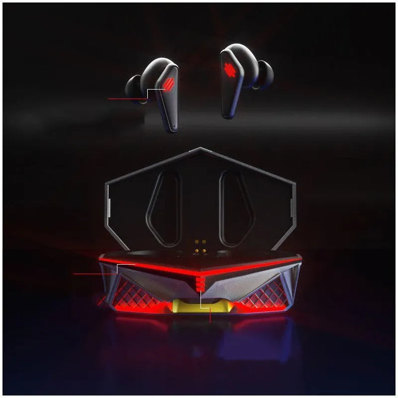 K98 Black TWS50 Bluetooth gaming earbuds with charging case