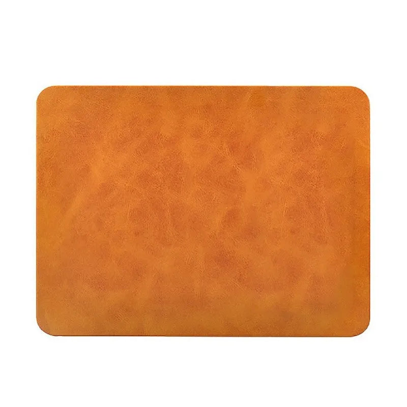 Brown leather wireless charging mouse pad with Qi fast charging capability