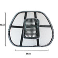 Black car lumbar support pillow with steel wire frame showing leather nail summer pattern