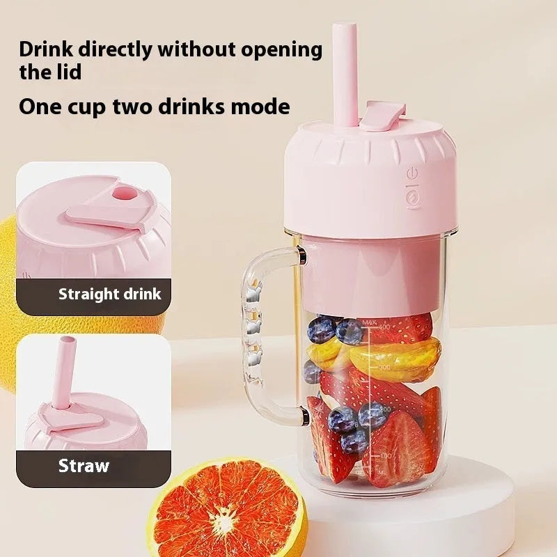 Mini USB-powered personal juicer in avocado green colour with multiple blade options
