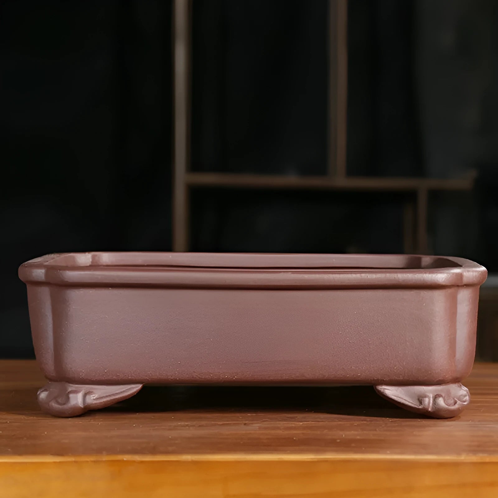 Purple sand rectangular manger flower pot with antique classical design for bonsai display
