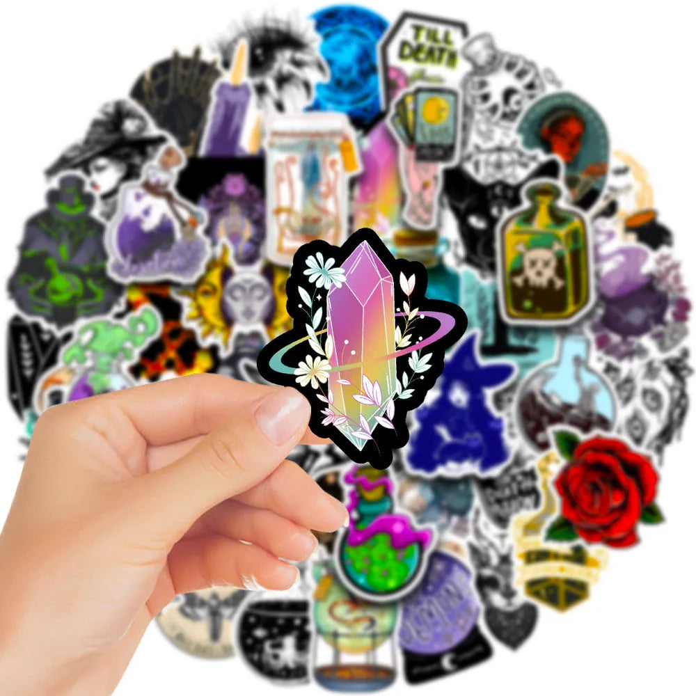 50 PVC waterproof glossy stickers in 3-8 cm sizes for laptops and smooth surfaces