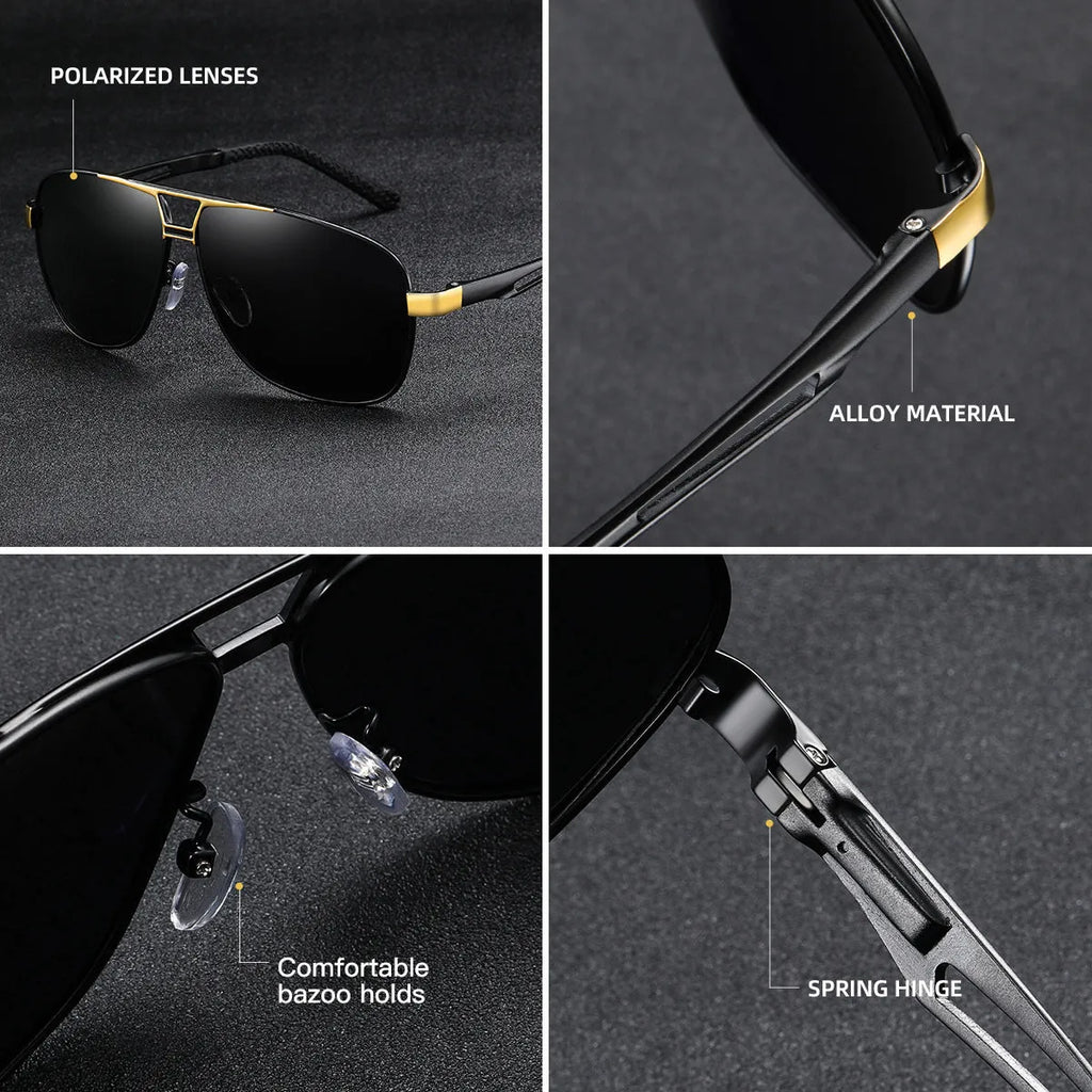 Men's orange red polarized aviator sunglasses with metal frame and HD TAC lenses