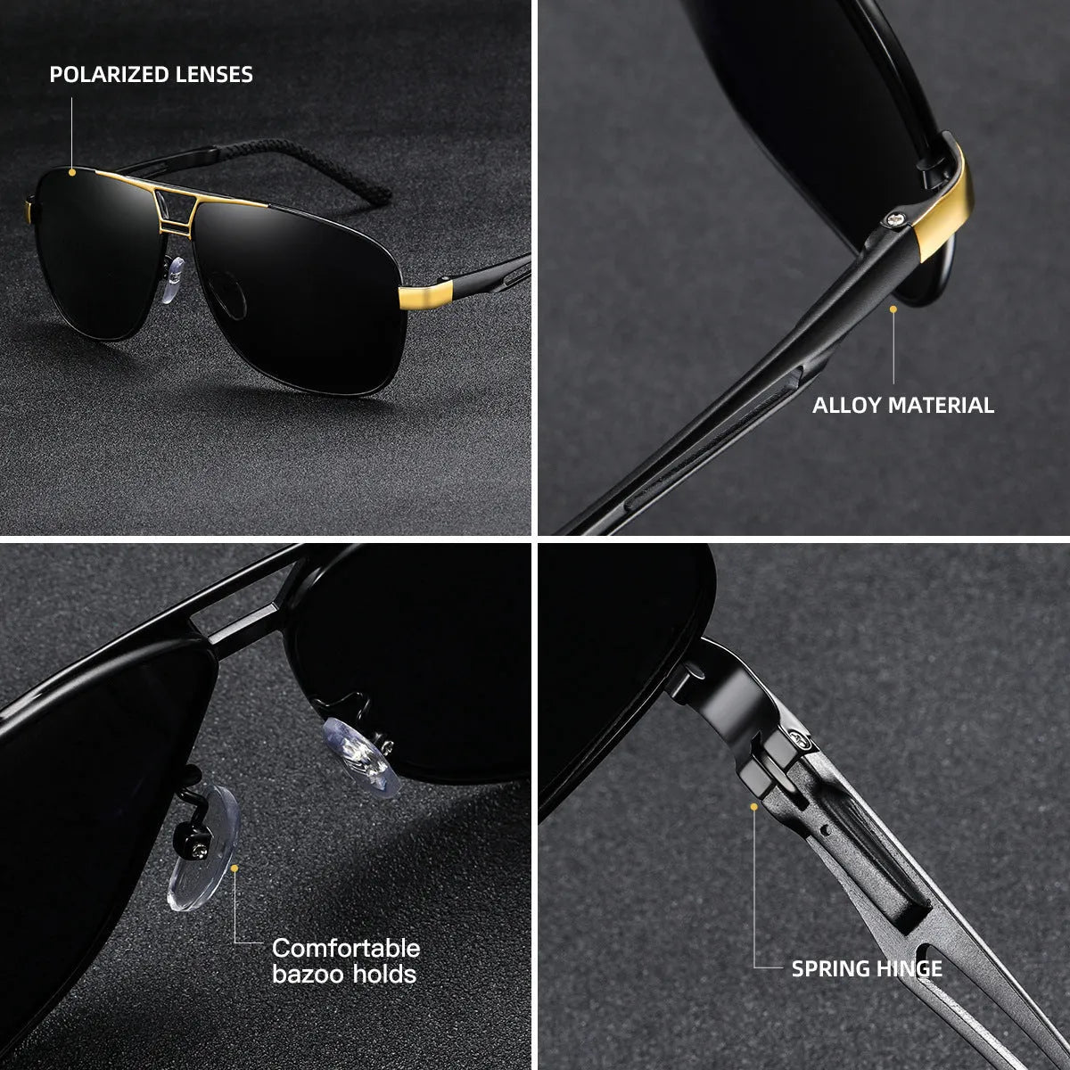 Men's orange red polarized aviator sunglasses with metal frame and HD TAC lenses