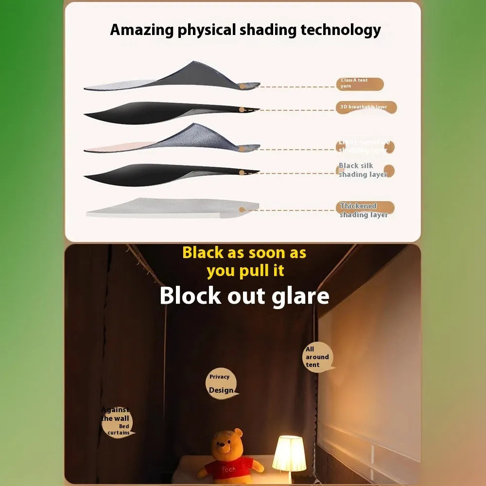 Gentleman Gray polyester bed curtain and mosquito net tent for a 0.9m wide bed.