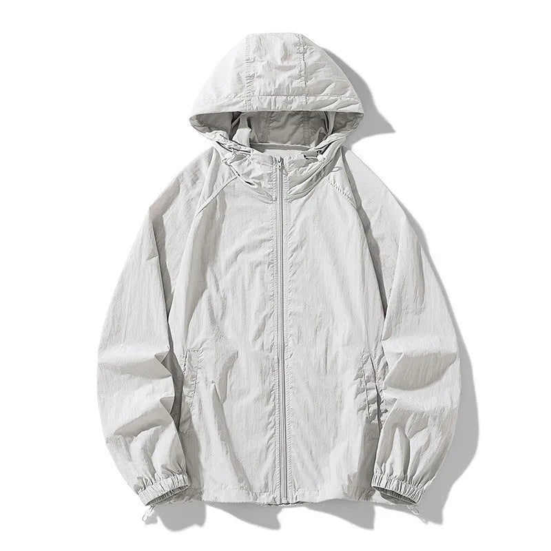 Lightweight loose fit outdoor sports jacket in nylon fabric available in multiple colours including pink, navy blue, and wine red