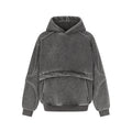 Men's and women's cotton fleece-lined loose fit pullover sweatshirt in dark grey, front view