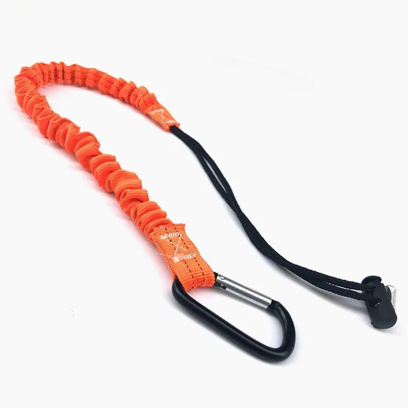 Orange fishing rod safety rope showing 90cm length with connection loops
