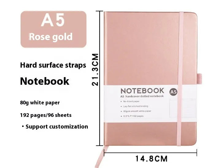 A5 soft skin-feel PU leather diary with strap closure and horizontal ruled pages in multiple colour options
