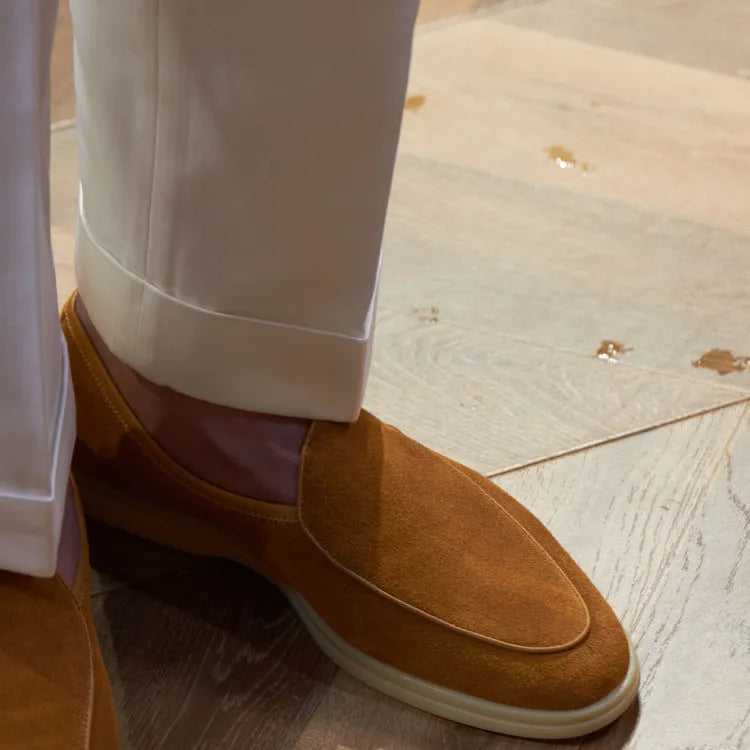 British handmade men's leather loafers in multiple colours with TPR beef tendon soles
