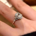 Silver geometric diamond ring with adjustable opening for women