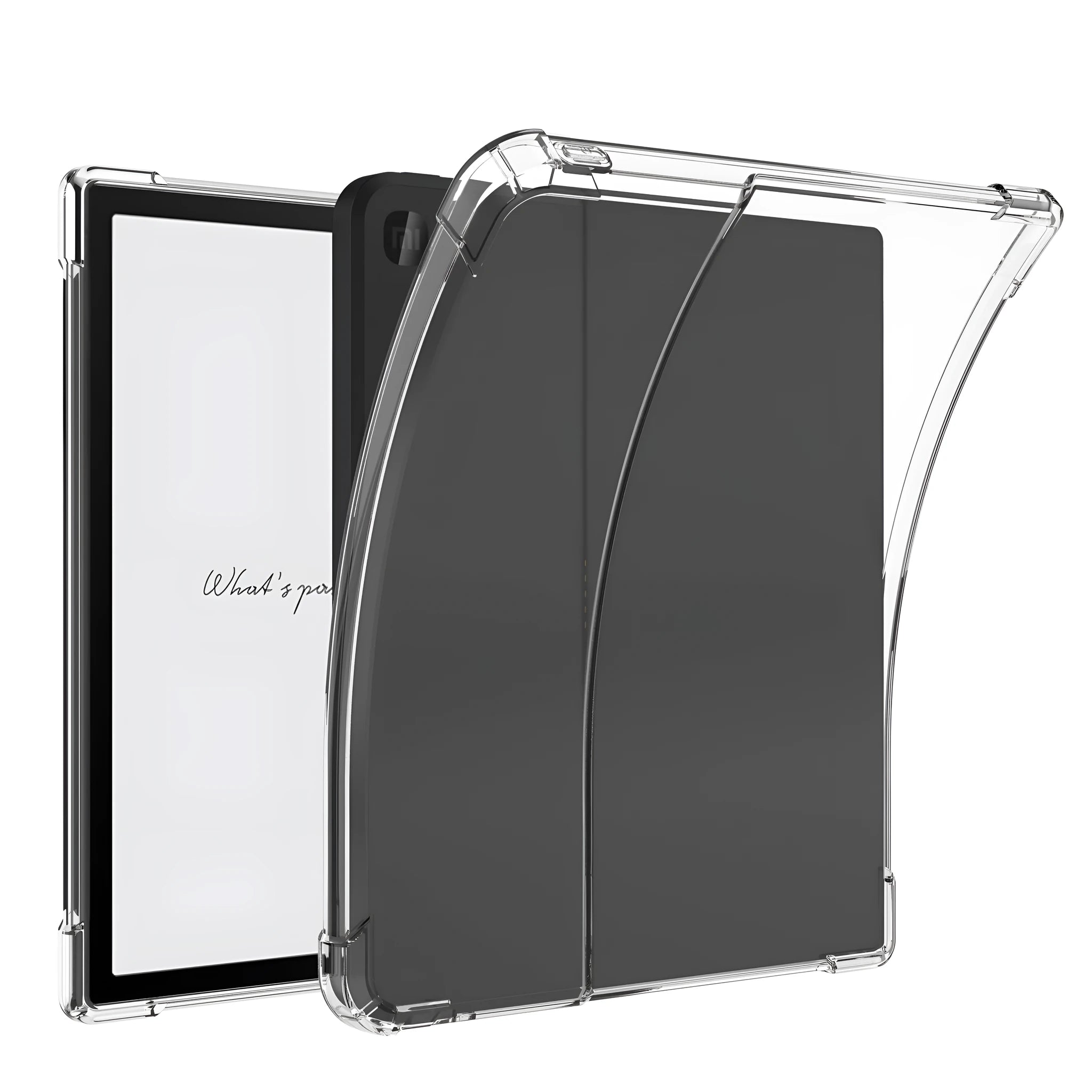 Transparent airbag protective case for 7-inch Xiaomi device showing shockproof design