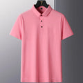 Men's non-ironing short sleeve business casual shirt in a solid colour, showing the nylon fabric and fit.