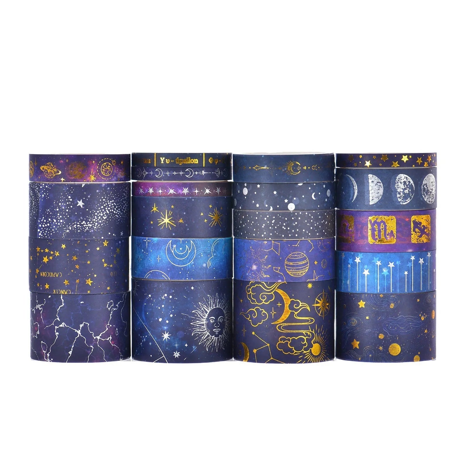 Box of 20 rolls vast starry sky and cartoon Japanese paper adhesive tape with mixed widths