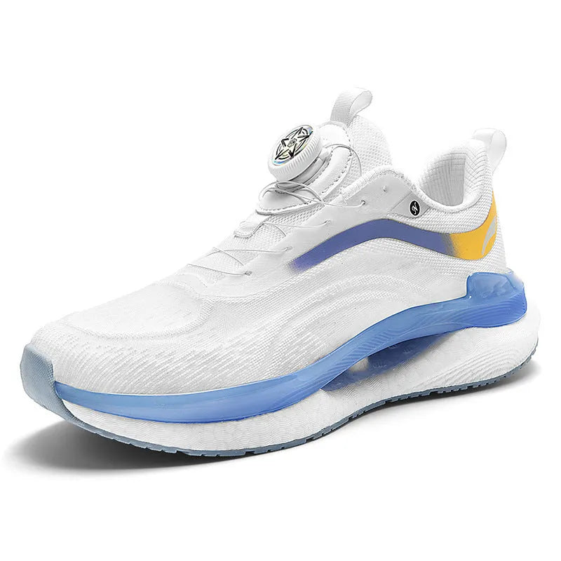 Men's high-top breathable running sneakers in cotton candy colour with buckle fastening and composite sole