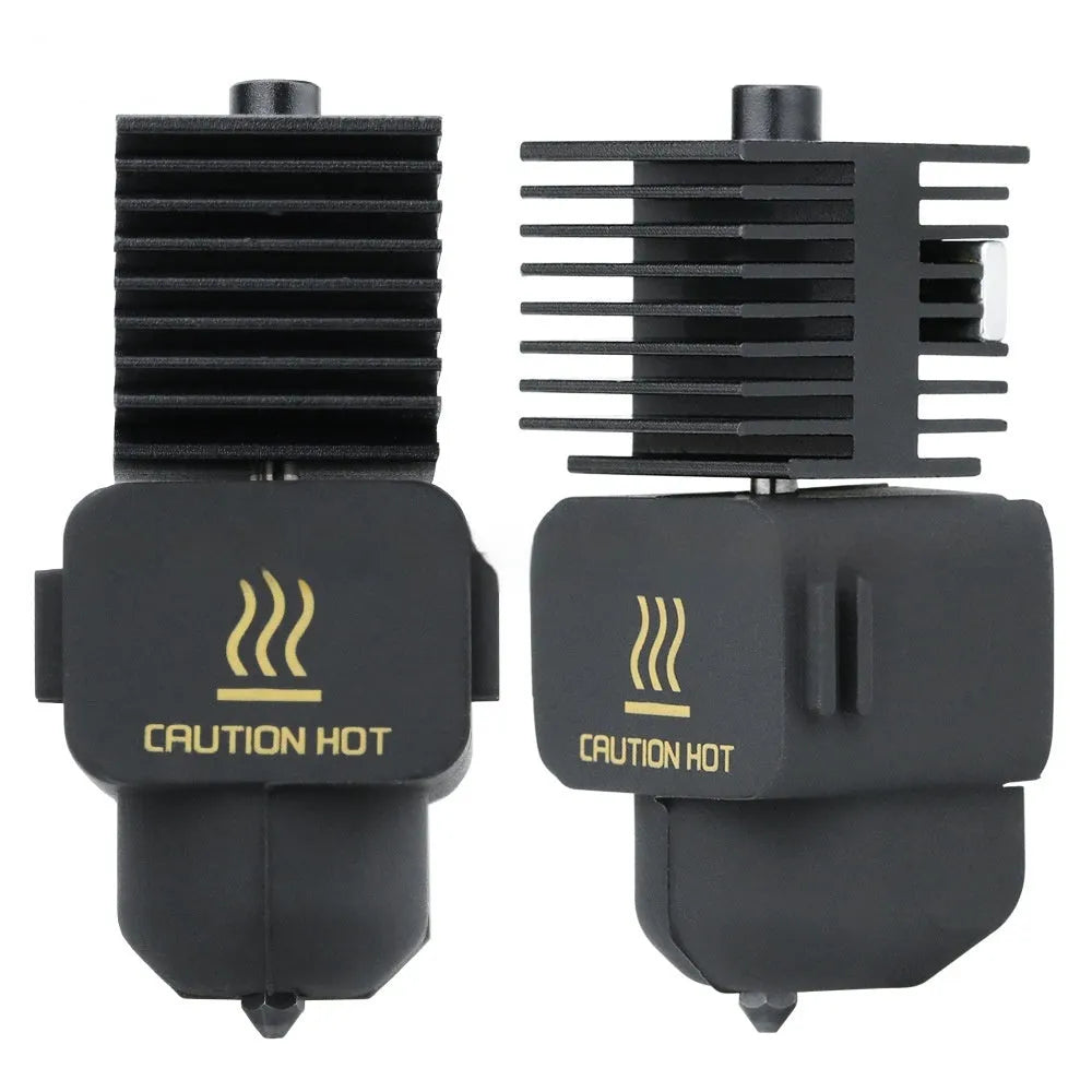 Hardened steel hot end assembly with black silicone sleeve for Bambu Lab A1 Mini 3D printer