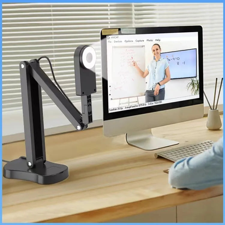 Computer streaming camera with USB cable and microphone for video conferencing
