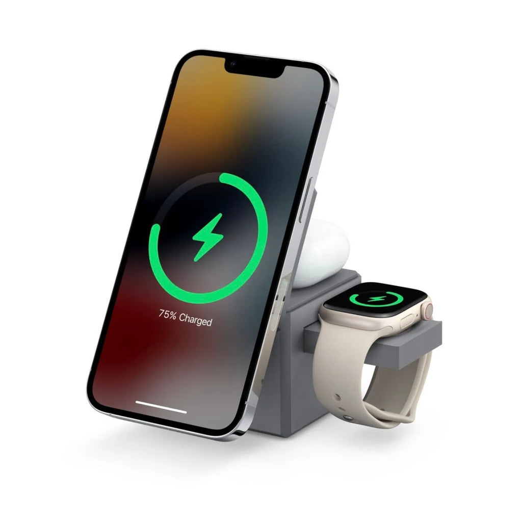 Foldable magnetic wireless charging station for iPhone, AirPods and Apple Watch with LED indicator