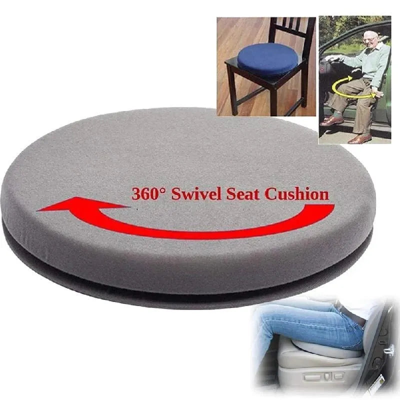 360-degree rotating car seat cushion with non-slip base and plush cover