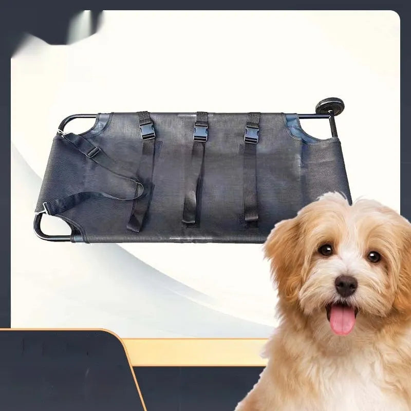 Black aluminium alloy pet stretcher for large dog emergency transfer