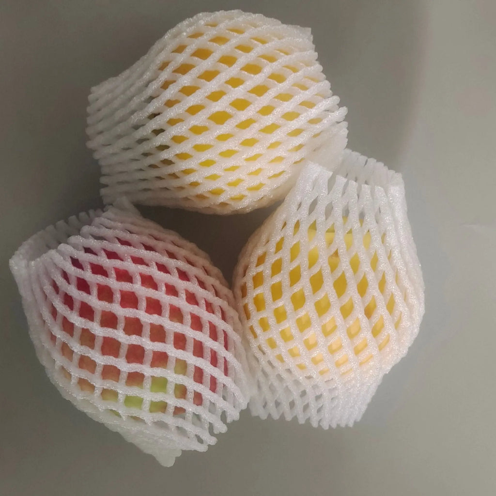 White foam shockproof protective net for fruits in various sizes from 6x5cm to 18x7cm