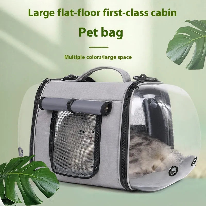 Outdoor portable pet carrier bag with roller shutter design in four colours for cats under 10kg