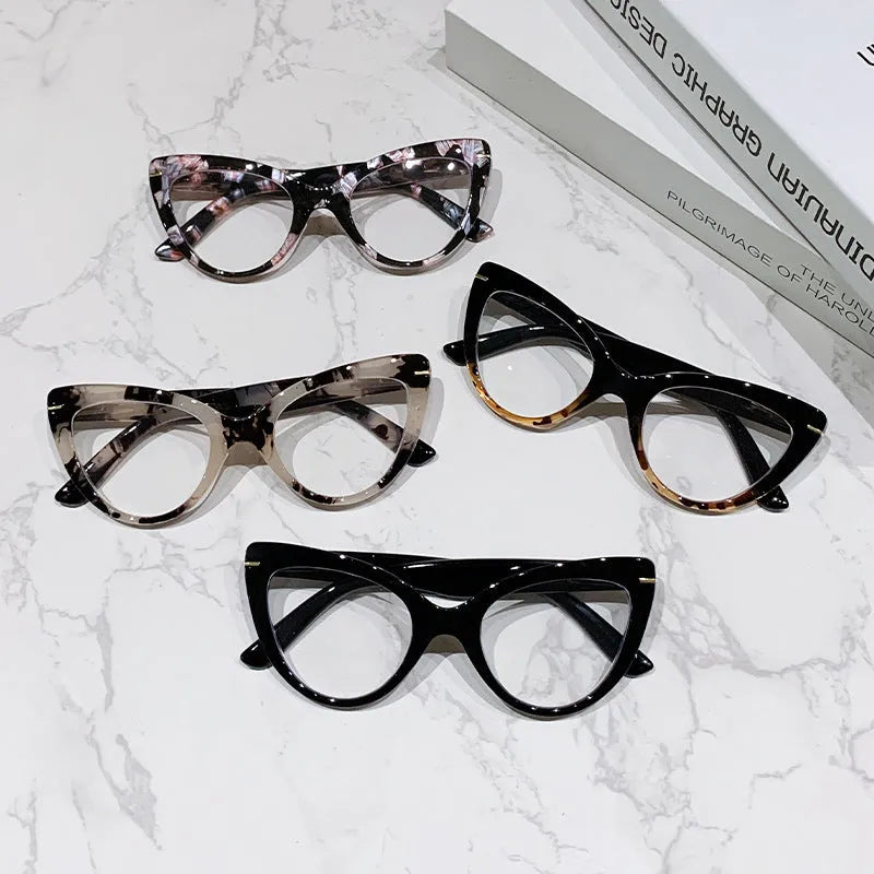 Women's large frame cat's eye presbyopic glasses with dragon and phoenix decorations in multiple colour options