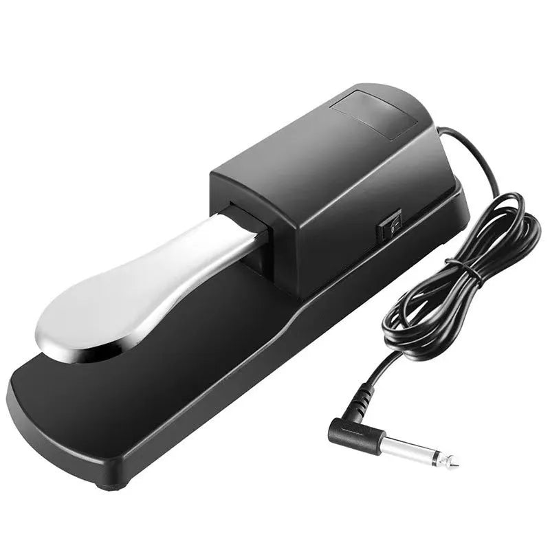 Universal electronic keyboard sustain pedal with single-leg ABS plastic housing on a flat surface.