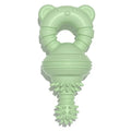 Blue molar-shaped rubber dog chew toy with textured surface for teeth cleaning