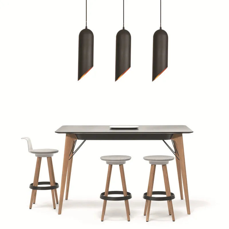 Retro iron art chandelier with matte black finish and exposed bulb design