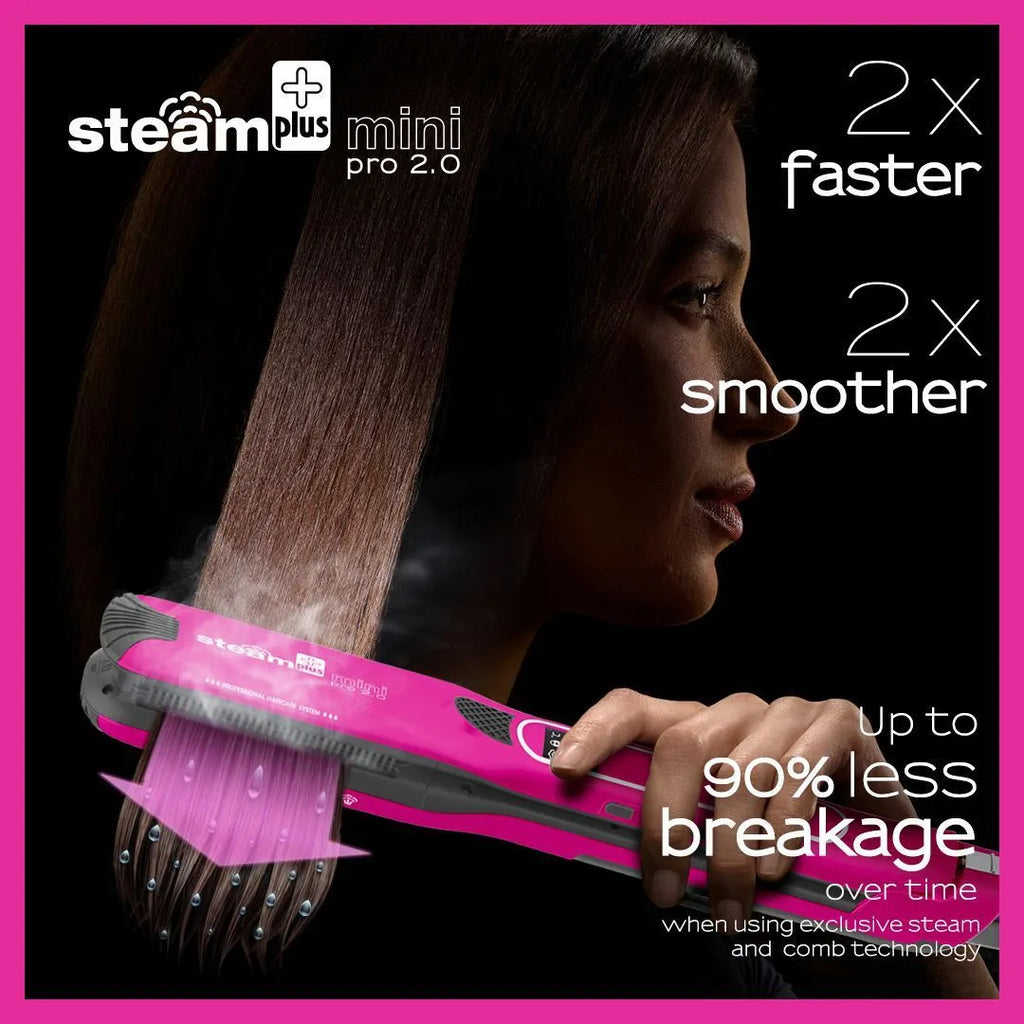 Mini steam splint spray hair straightener in champagne colour with European plug
