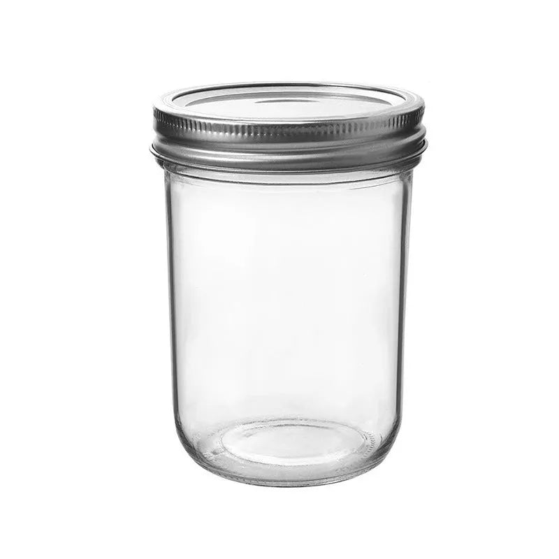 16oz glossy transparent soda lime glass wide mouth sealed jar 6 pack