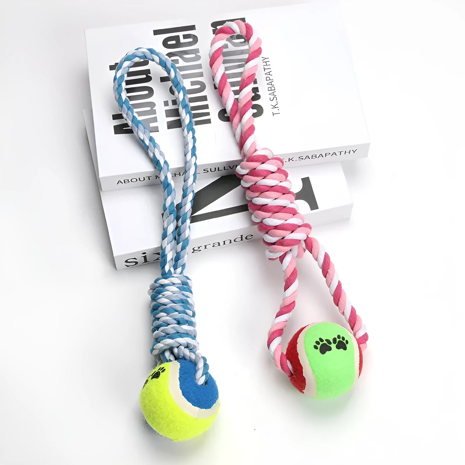 38cm cotton string dog toy for medium to large breed dogs in red and white colour combination