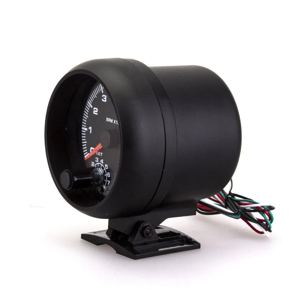 Automotive blue light pointer tachometer with 95mm black plastic casing