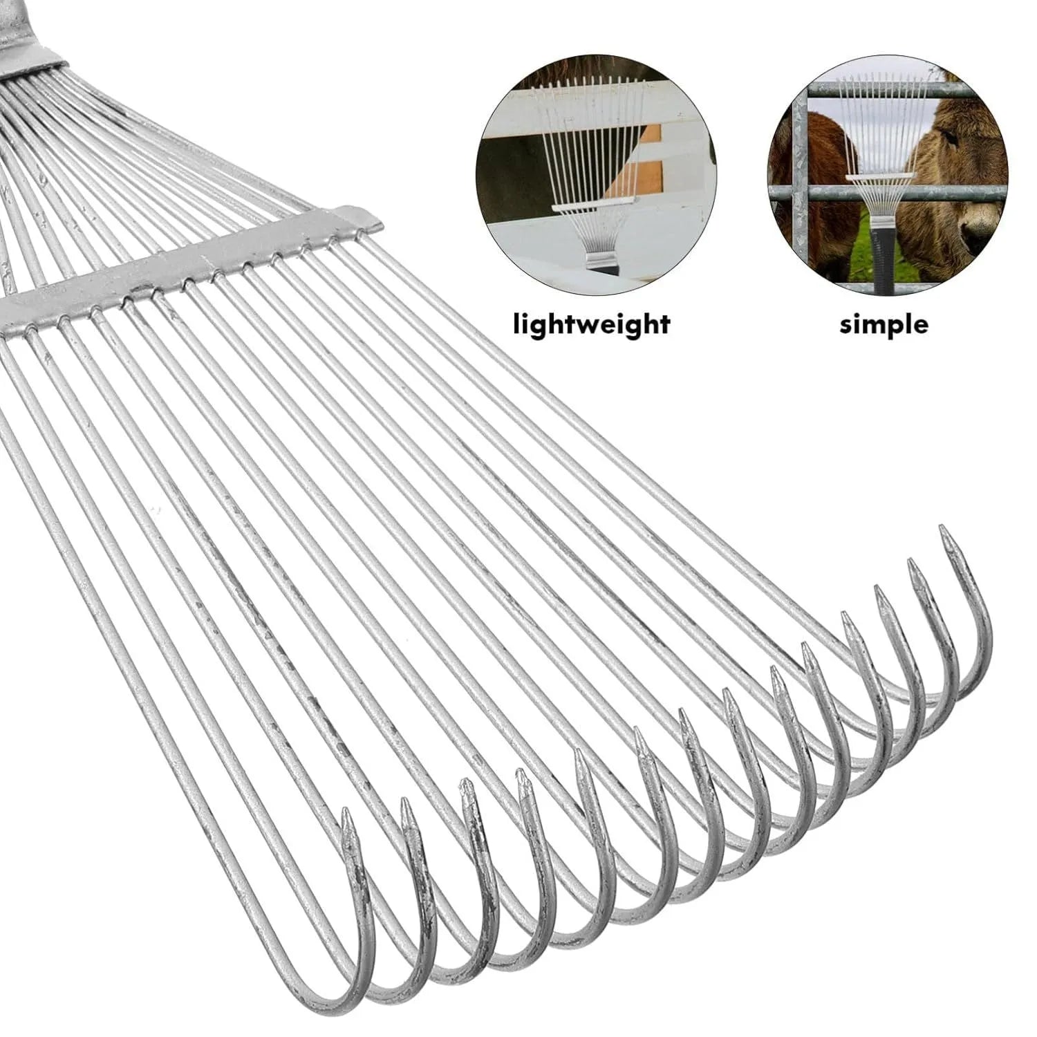 Stainless steel dematting brush rake comb for grooming horses, dogs, and livestock.