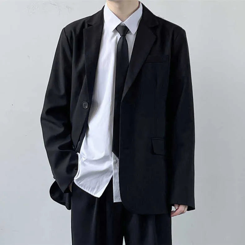 Men's plus size polyester suit set with white shirt and tie in college style for formal occasions