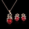 Women's jewellery set with water wave chain necklace and matching earrings in diamond-processed alloy