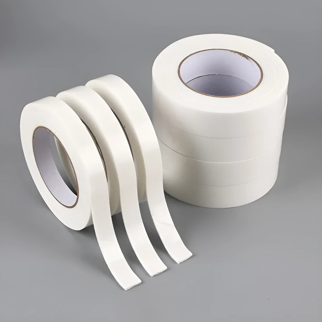 Foam double-sided adhesive sponge tape roll showing 3mm thickness with measurement display