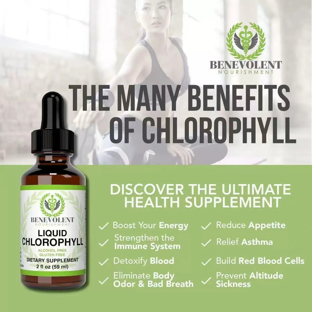 60ml bottle of mint-flavoured chlorophyll drops liquid supplement for adults