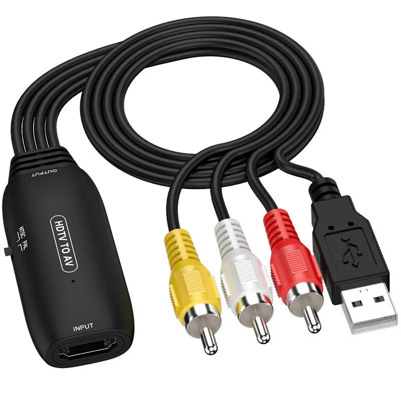 HDMI to AV converter adapter with 110cm cable for monitor and projector connections