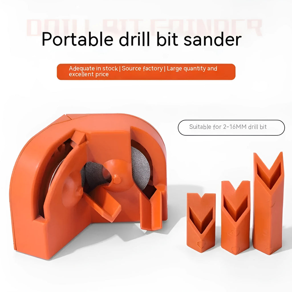 Universal portable grinding drill tool with orange and black replacement wheel sets for irregular sanding