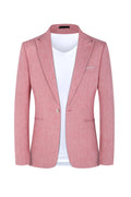 Men's western style casual suit jacket in pink and light blue colours with four-season design