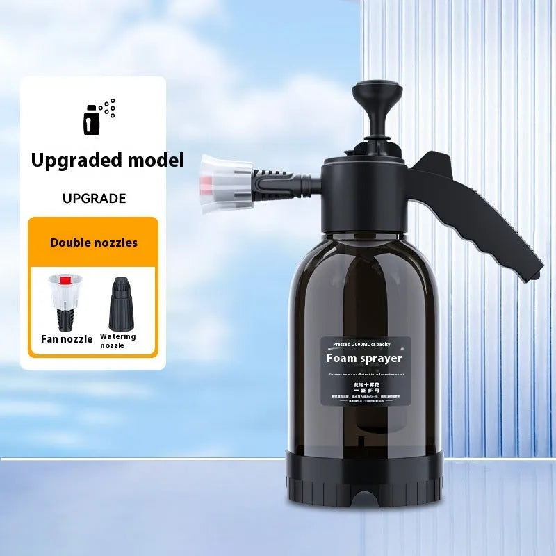 Black 2L foam watering can handheld sprayer with switch lock and aluminium oxide tie rod